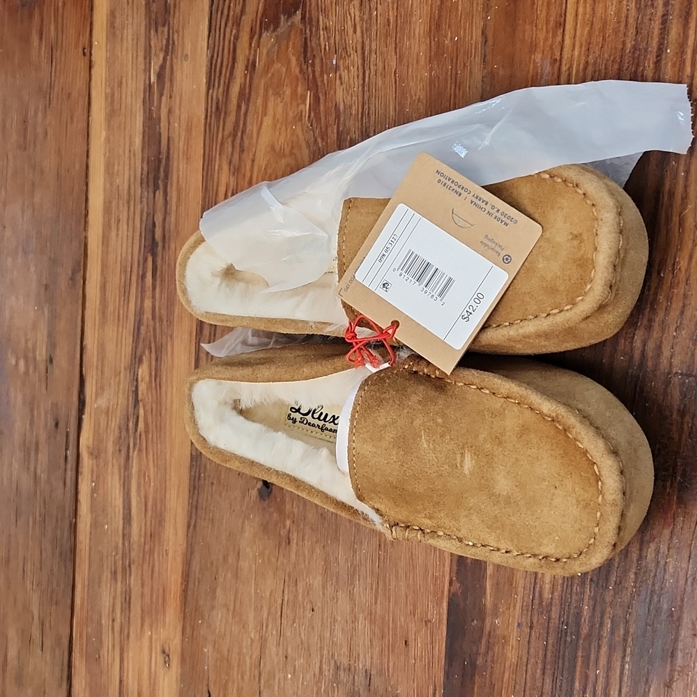 Dluxe By Dearfoams Genuine SHEARLING House Slippers SIZE 6